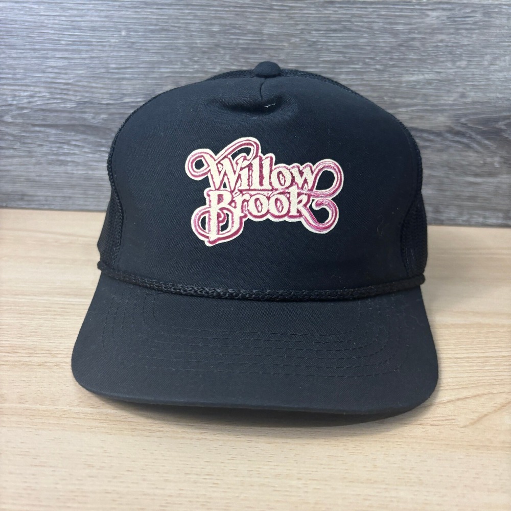 Vintage Willow Brook Foods Hat Cap Snap Back Black Trucker Rope Adjustable